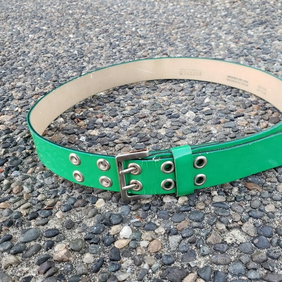 Double Grommit Kelly Green Punk Rock Style Vintage Buffalo Jeans Belt - Picture 4 of 8